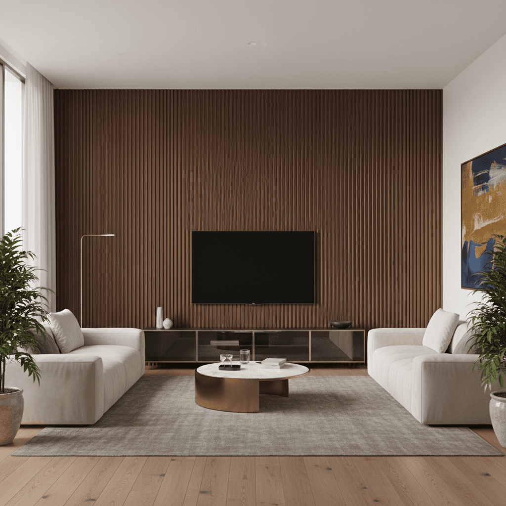 Decorative wall panels with fluted design and premium finish in modern living space