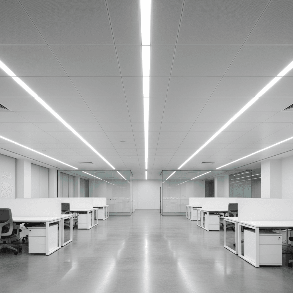 Modern glass partition in office space with clean lines and professional design
